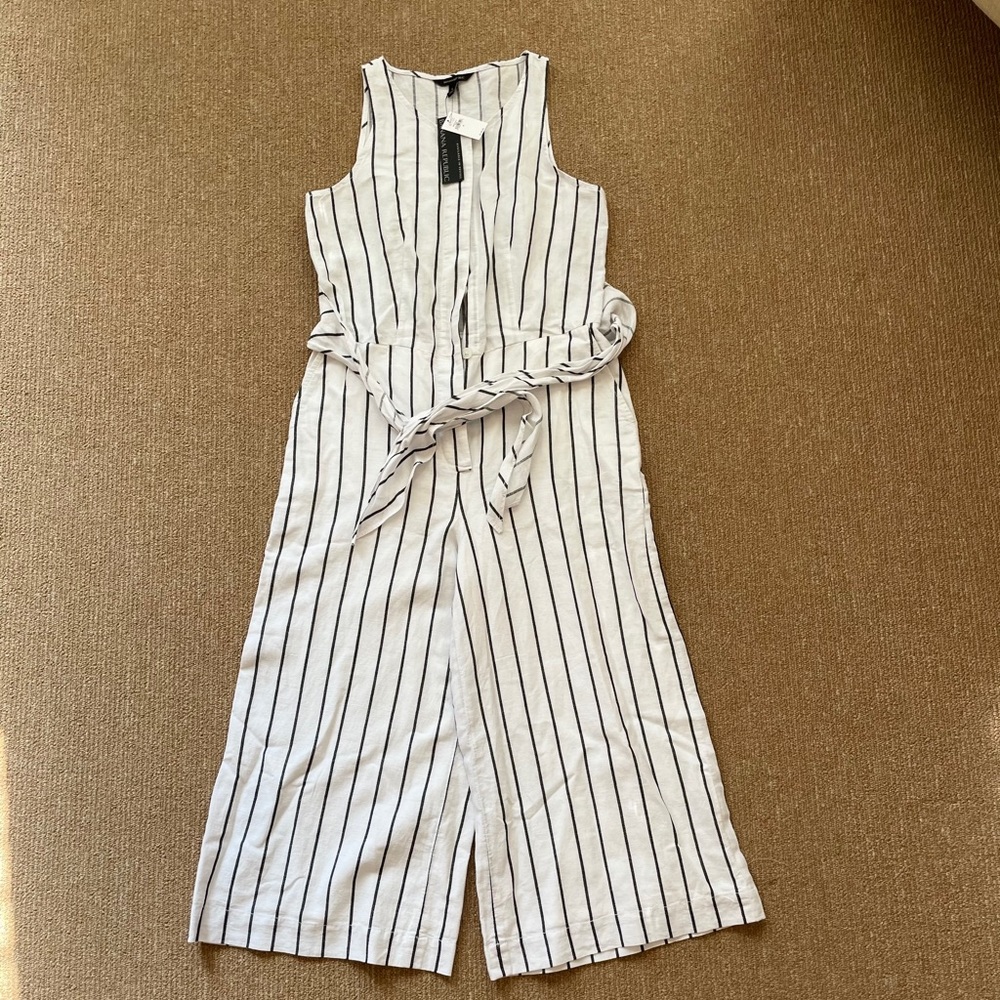 Linen-Cotton Wide-Leg Cropped Jumpsuit